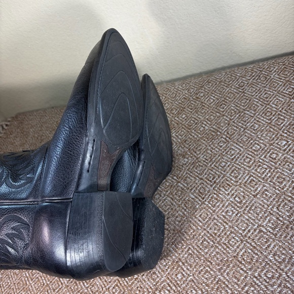 Ariat Heritage R Toe Western Cowboy Boots Black Deer Tanned Leather Men's US 12D - Picture 8 of 11